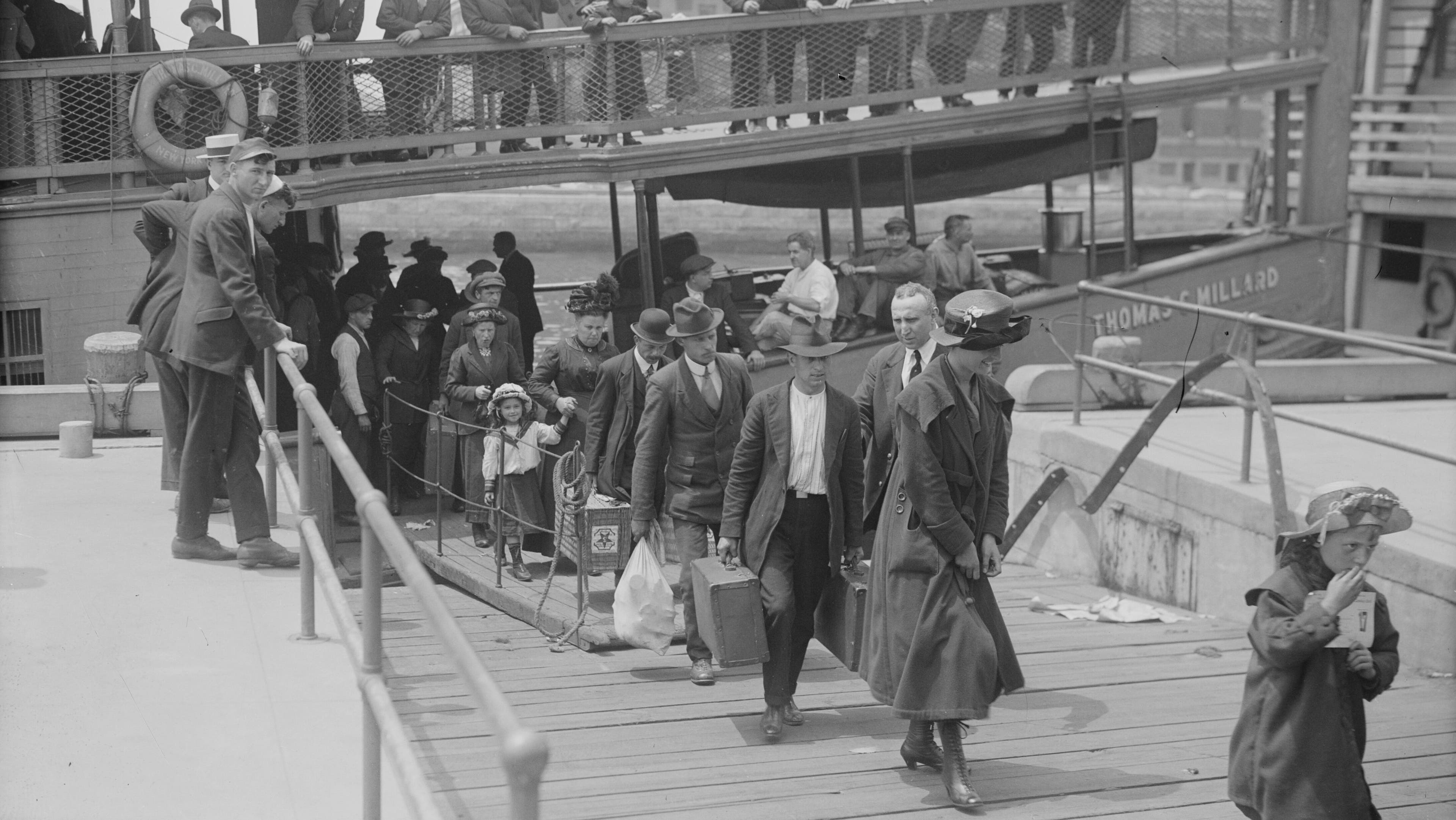 Immigrants arriving at Ellis Island